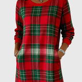 Hosszú Ujjú Kockás Pólóruha