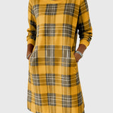 Hosszú Ujjú Kockás Pólóruha