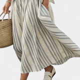 Casual Daisy szett Oversize Pólóval és Midi Szoknyával Leni Bambusz Szalagokkal Elegáns és Kényelmes Stílushoz