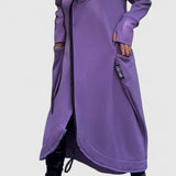 MARIE - Hosszú kabát kapucnival és cipzárral