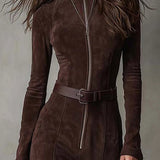 Marsella | Hosszú barna ruha övvel