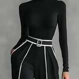 Emma | Elegáns, két részes, magas nyakú és széles szárú nadrágos szett