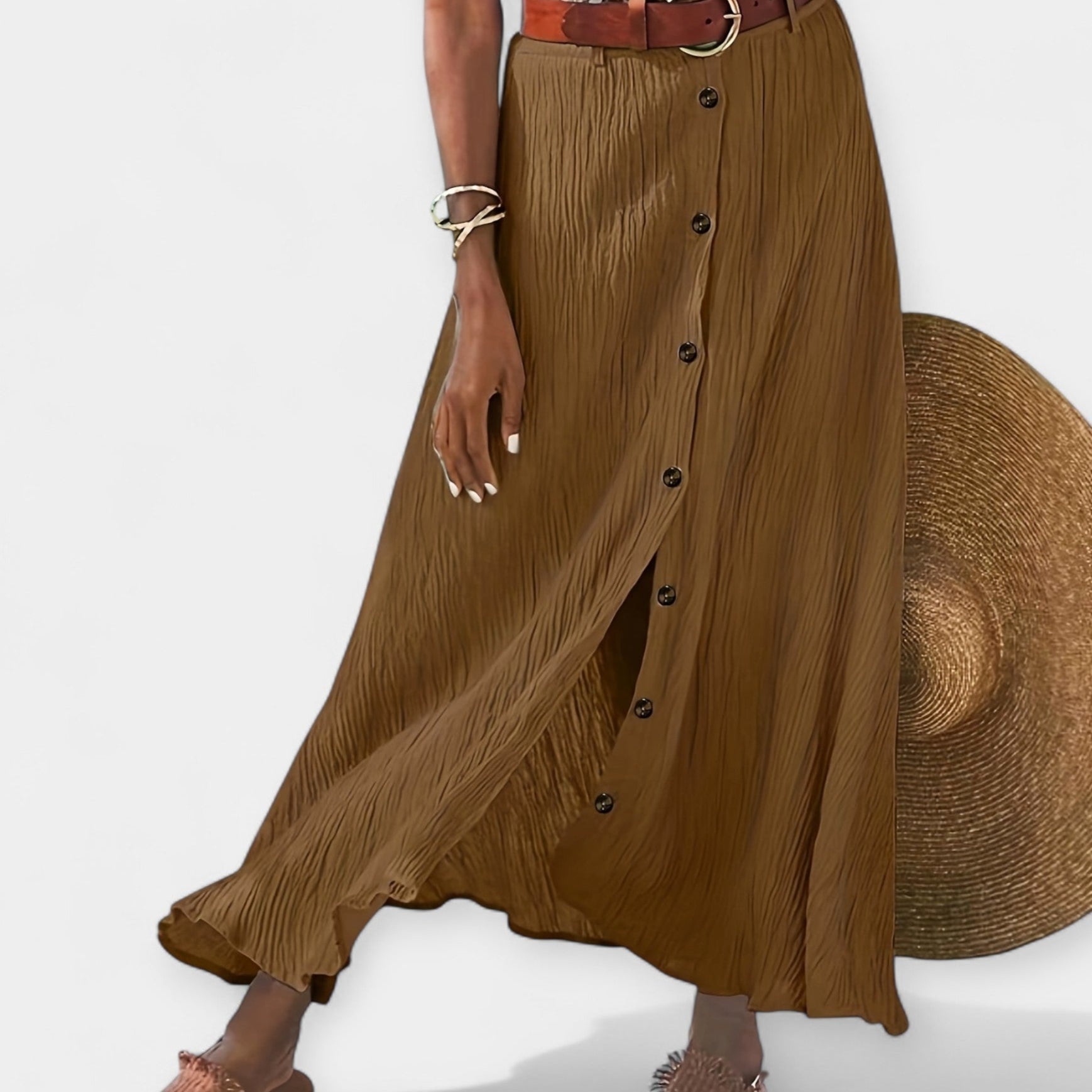 Félátlátszó midi szoknya hasítékkal