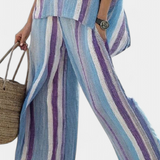 Elegáns Daisy csíkos szett mályva és világoskék árnyalatokban a kifinomult megjelenésért