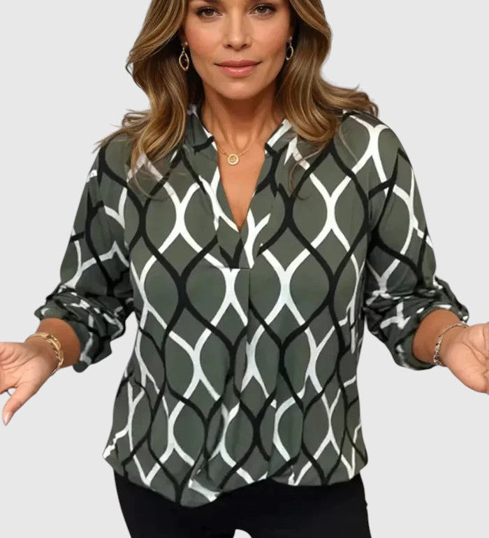 Noor – Grafikus mintás blúz