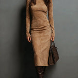 Lorena | Hosszú barna midi ruha