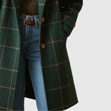 Amélia - Retro női kabát gallérral és kockás mintával